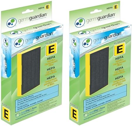 GermGuardian Filter E HEPA Pure Genuine Air Purifier Replacement Filter, Removes 99.97% of Pollutants, for AC4100, AC4100CA AC4150BL, AC4150PCA Air Purifiers, 2-Pack, Black, FLT41002PK