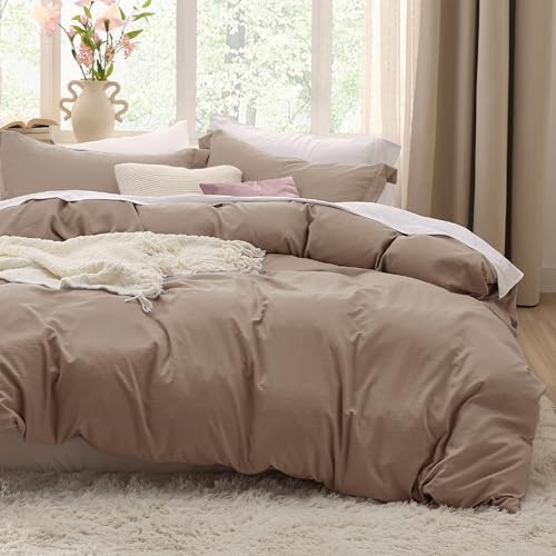 Bedsure Khaki Oversized King Duvet Cover - 3 Pieces Prewashed Extra Soft Bedding Set, Includes 1 Duvet Cover 120x98 Inches with Zipper Closure & 2 Pillow Shams, Comforter Not Included