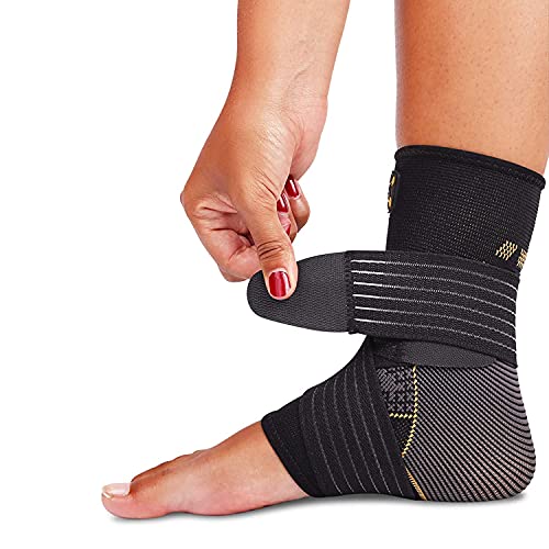 Ankle Brace for Women and Men - Ankle Compression Brace with Adjustable Straps, Sprain Braces, Arch Support for Sprained Ankle, Achilles Tendon Support Plantar Fasciitis Relief, Medium
