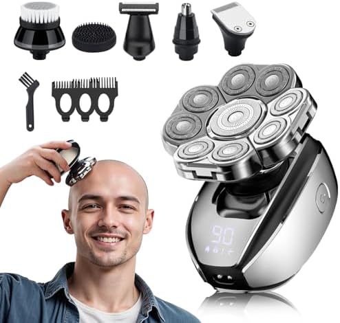 Head Shavers for Bald Men,Detachable Head Shaver,Electric Razor for Men,IPX6 Waterproof Wet Dry Bald Head Shavers,9D LED Display Electric Rechargeable Head Shaving Grooming Kit with USB Charge