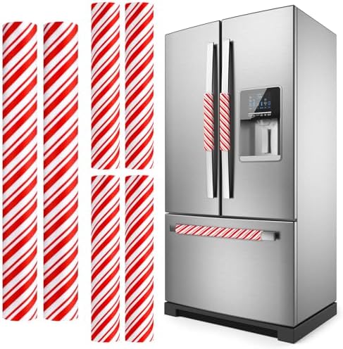 Patelai 6pcs Christmas Refrigerator Door Handle Covers Set Fridge Handle Protectors Microwave Refrigerator Handle Covers for Xmas Kitchen Party Decorations (Candy)