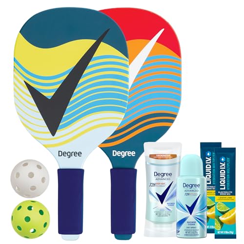 Degree Pickleball Set, Gifts for Women – Women’s Shower Clean Antiperspirant Deodorant & Dry Spray, Liquid IV Hydration 2-Pack + Pickleball Paddles and Balls (6 Piece Set)