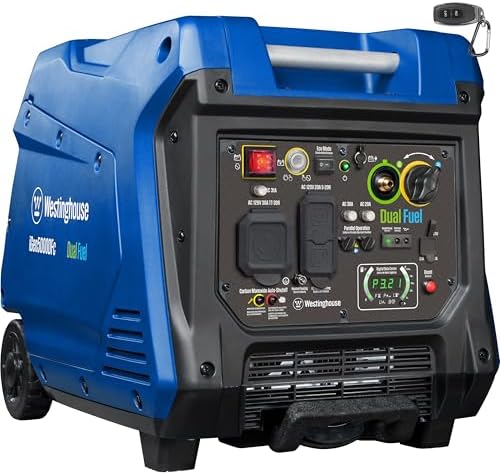 Westinghouse 5000 Peak Watt Super Quiet Dual Fuel Portable Inverter Generator, Remote Electric Start, Gas & Propane Powered, RV Ready, CO Sensor, Parallel Capable