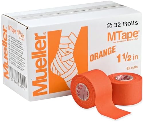 MUELLER Sports Medicine MTape Rolls Team Pack, Quality Athletic Tape, Easy to Tear for Fast & Effective Taping, 1.5" x 10 Yards Per Roll, 32 Rolls