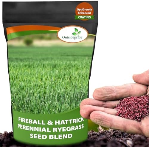Outsidepride Fireball & Hattrick Rye Grass Seed Blend - 10 Lbs. Wear Tolerant, Fine Leaf Texture Perennial Rye Grass Seeds for Lawn, Sports Turf & More, OptiGrowth Coated for Better Establishment