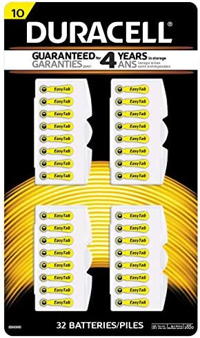 32pk Duracell Size 10 Mercury Free Zinc Air Hearing Aid Battery DA10B32ZM