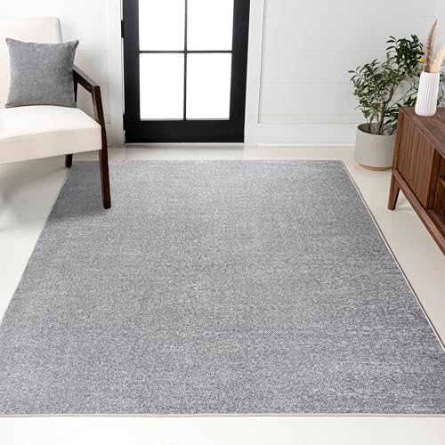 JONATHAN Y Haze Solid Low-Pile Gray Indoor Area Rug 8x10, Coastal,Bohemian,Minimalist,Classic, Easy-Cleaning for Living Room,Bedroom,Kitchen,Pet Friendly,Non-Shedding (SEU100A-8)