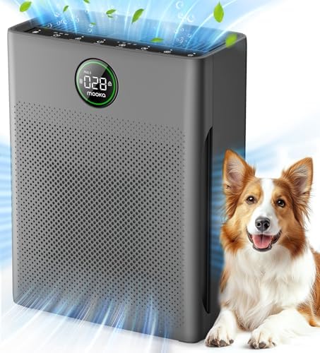 Air Purifiers for Home Large Room up to 2200sq.ft, MOOKA Air purifier for Home Pets with Washable Filter, PM 2.5 Display Air Quality Sensor Air Cleaner for Bedroom, Dorm room, Pets, Office, PR1
