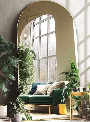 Arched Floor Mirror, 41" x 81", Freestanding, Gold Arch Full Body Mirror for Bedroom