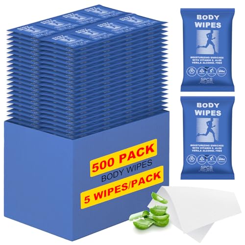 Body Wipes for Women and Men Individually Wrapped Face and Body Wipes, Bath Wipes for Adults No Rinse Personal Cleansing Wipes Travel, Bulk Deodorant for Homeless Shower Wipes (5Wipes/Pack,100Pack)
