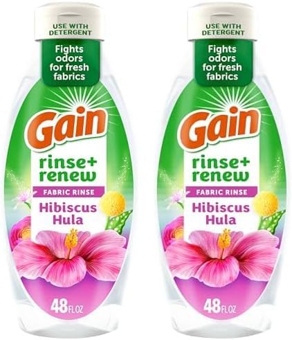 Gain Rinse and Renew Fabric Rinse, Hibiscus Hula, 48 fl oz, Odor Fighter, Laundry Sanitizer (Pack of 2)