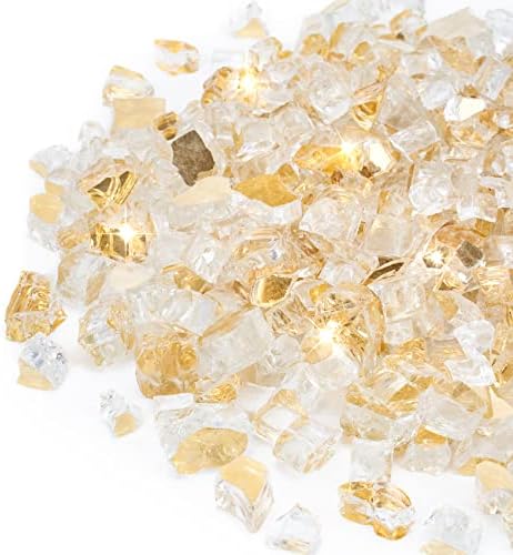 Stanbroil 10-Pound Fire Glass - 1/2 inch Reflective Tempered Fire Glass for Fireplace Fire Pit, Gold Reflective