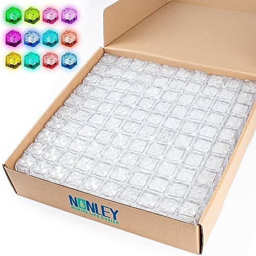 Nonley Light Up Ice Cubes Bulk, 200 PCS Led Ice Cubes for Drinks with Changing Lights, IP67 Waterproof Reusable Glowing Flashing Ice Cube for Club Bar Party Wedding Decor (Multicolor)