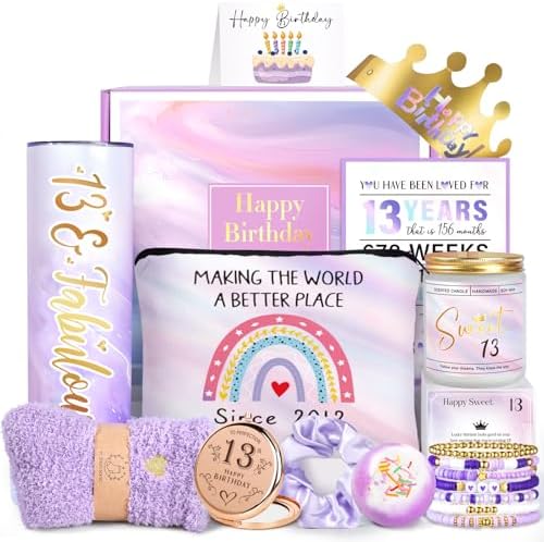13th Birthday Gifts for Girls, Gifts for 13 Year Old Birthday Girl, 11PCS Unique 13th Birthday Gifts Ideas for Her, Daughter, 13 Fabulous Gifts, 13th Birthday Decorations for Girls, 13th Purple Gifts