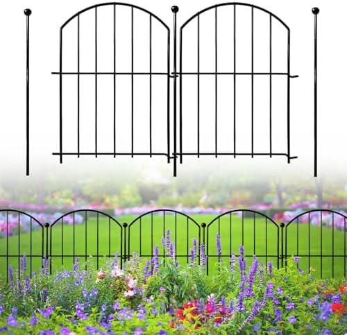 Decorative Garden Fence 17in x26ft, 26 Pack Rustproof Metal No Dig Fence Animal Barrier for Dog, Arched Flower Bed Edging Ornamental Wire Border Panel Fencing for Yard Patio Outdoor Decor