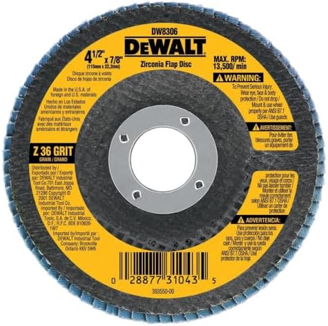 DEWALT DW8330 7-Inch by 5/8-Inch-11 80 Grit Zirconia Angle Grinder Flap Disc