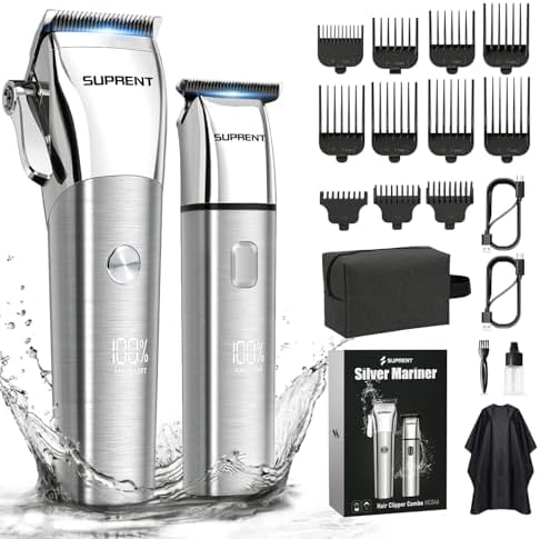 Low Noise Hair Clippers for Men Easy-Clean Waterproof Clippers, Cordless Clippers & Trimmers Set for Family Grooming