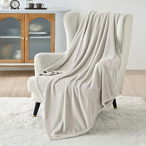 Bedsure Fleece Blanket Twin Blanket Linen - 280GSM Soft Lightweight Plush Cozy Blankets for Bed, Sofa, Couch, Travel, Camping
