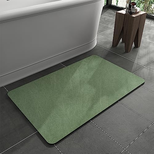 MontVoo -Bath Mat Rug-Rubber Backing Non Slip Quick Dry Absorbent Thin Bathroom Rugs Fit Under Door-Faux Suede Surface Bathroom Floor Mats-Shower Rug for in Front of Bathtub Shower Sage Green 16"x24"