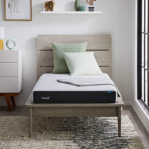 Lucid 6 Inch Memory Foam Mattress – Low Profile – Medium Firm Feel - Infused with Bamboo Charcoal and Gel - Bed in a Box - Temperature Regulating - Breathable - Twin Size