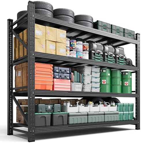 Letaya 3000LBS Storage Shelves Heavy Duty,70" H Garage Shelving Units, 4 Tier Adjustable Utility Rack Shelf,Large Metal Industrial Shelves,for Shop,Warehouse,Basement (48" W x 24" D x 70" H)