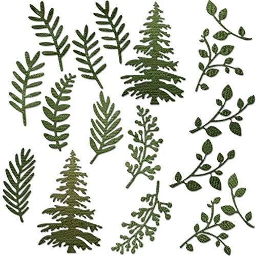 Patelai 17 Pcs Christmas Tree Cutting Dies Plant Die Cuts for Card Making Thanksgiving Christmas Scrapbook Stencils Craft Dies DIY Embossing Photo Decorative Leaf Cuts Template for Paper Craft