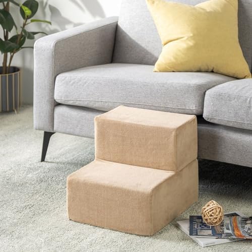 ZINUS Foam 13 Inch 2-Step Step Pet Stairs, Pet Ramp for Cats and Dogs, Extra Small, Beige