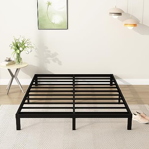 9 Inch King Bed Frame Heavy Duty Low Profile Metal Platform No Box Spring Needed Mattress Foundation, Easy to Assembly, Noise Free, Black