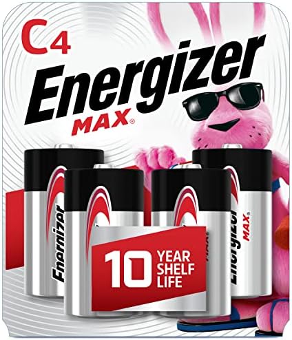 Energizer 30039800039768 Max C Batteries, Premium Alkaline C Cell Batteries (4 Battery Count), Silver