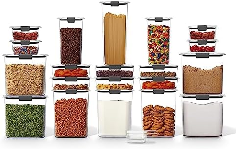 Rubbermaid Brilliance, BPA-Free, Airtight Food Storage Containers with Lids, Set of 20 with Scoops, Perfect for Kitchen and Pantry Organization
