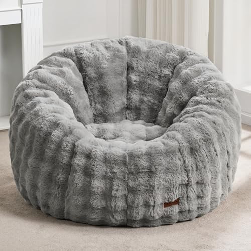 Hobestluk Bean Bag Chair Oversized Bean Bag Chair for Adults Donut-Shaped Large Bean Bag with Spacious Design for Living Room Bedroom or Reading Nook (Bubble Grey)