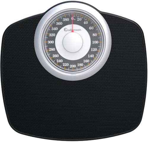 Adamson A25 Scales for Body Weight - Up to 400 LB - 5.3" Dial on 12.4" x 10.2" Platform - Anti-Skid Rubber Surface - High Precision Bathroom Scale Analog - Durable with 20-Year Assurance - Gold