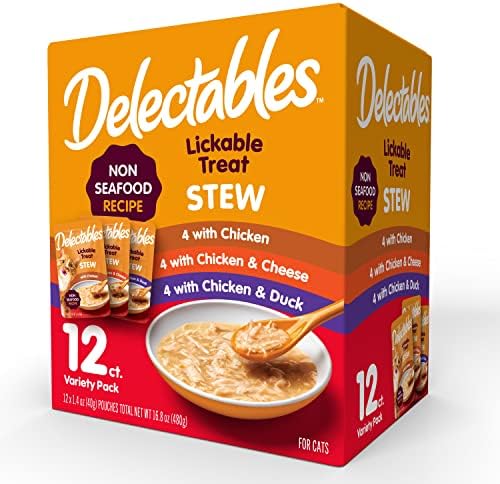 Delectables Non-Seafood Stew Lickable Wet Cat Treats, Variety Pack, 1.4 Ounce (Pack of 12)