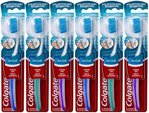 Colgate Slim Soft Ultra Compact Toothbrush, Extra Soft (Colors Vary) - Pack of 6