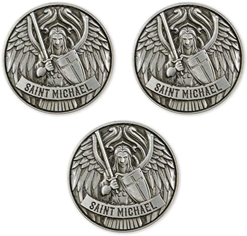 Archangel St Michael Love Expression Coin, Bulk Set of 3 Gifts of Appreciation, Patron Saint of Police Officers, Keepsake Pocket Token of Prayer & Divine Protection for Men & Women in Law Enforcement