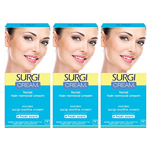 Surgi Wax Facial Hair Remover Cream, Hair Remover for Face, 1 Ounce Tubes (Pack of 3)