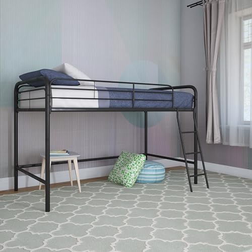 DHP Jett Junior Twin Metal Loft Bed, Black