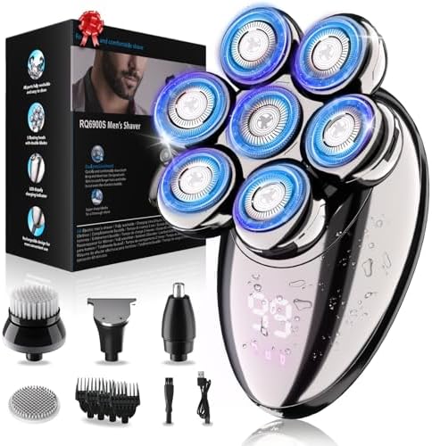 Head Shavers for Bald Men, Electric Razor for Men, IPX8 Waterproof Dry/Wet Bald Head Shaver with 10000 RPM High-Speed Motor, Rechargeable Head Razor with LED Display, Perfect for Home & Travel
