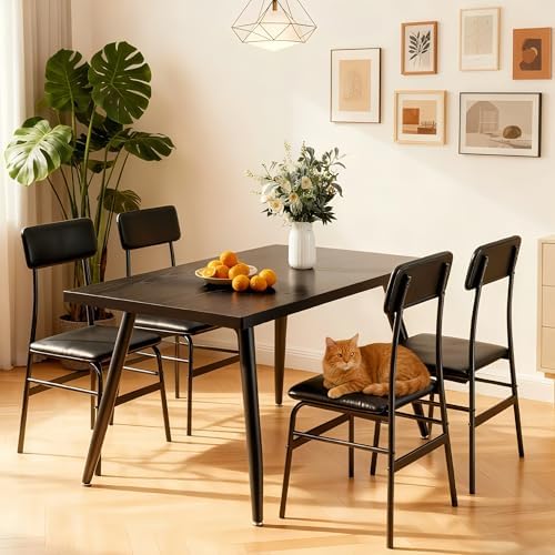 Gizoon 5-Piece Dining Table Set for 4, Small Space Kitchen Table with 4 Chairs, Easy Assembly, Scratch-Resistant MDF Top, Modern 45.3" Compact Dining Set for Apartments, Breakfast Nook, Black