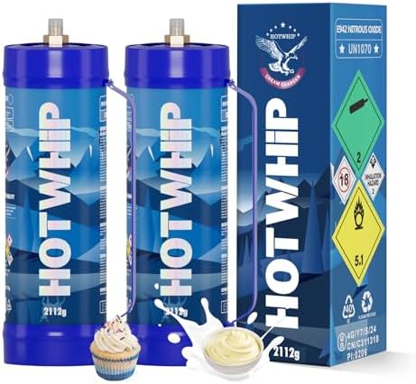 Whipped Cream Charger 3.3L 2112g Whip Cream Charger Cartridges Whip Cream Charger Cylinder Food Grade Original Flavor (Nozzle Included) 2-Pack