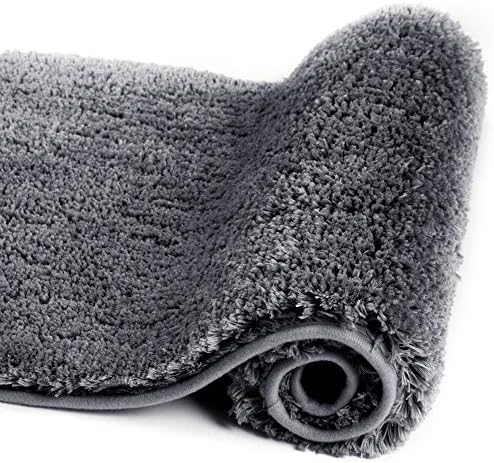 Walensee Bath Rug Non Slip Mat (20 x 32, Dark Grey) Water Absorbent Soft Microfiber Shaggy Machine Washable Thick Plush Shower Mat for Bathroom