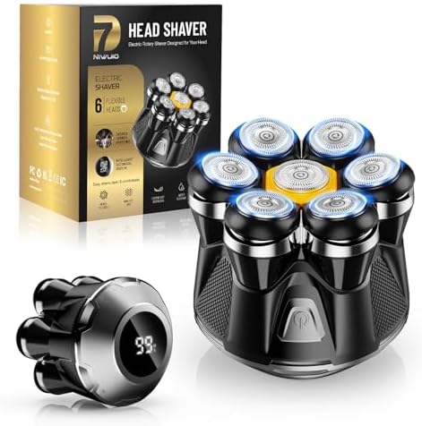 Head Shaver for Bald Men: Electric Bald Razor -IPX7 Wet & Dry Shaving- Ergonomic Grip-7 Floating Heads for Ultimate Comfort - Rechargeable Grooming Kit for Scalp/Face/Beard