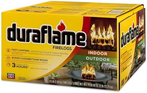 Duraflame 6-Pack Indoor/Outdoor Logs for Fireplace & Fire Pit, 3-Hour Burn, 4.5lb Each
