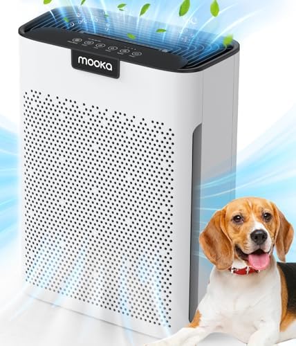 Air Purifiers for Home Large Room 2200 Ft² with Washable Filters, MOOKA H13 HEPA Filter Pet Air Purifier for Bedroom with Fragrance, Air Cleaner for Smoke Dust Pollen Pets Hair Odor, KJ190L White