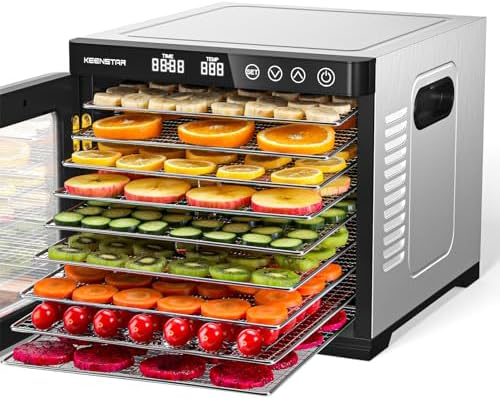 Food Dehydrator Machine, 9 Stainless Steel Trays Jerky Dryer with Digital Adjustable Timer & Temperature Control, 8.7" Drying Space, Dryer Machine for Dog Treats, Herb, Veggies, Meat, Fruit
