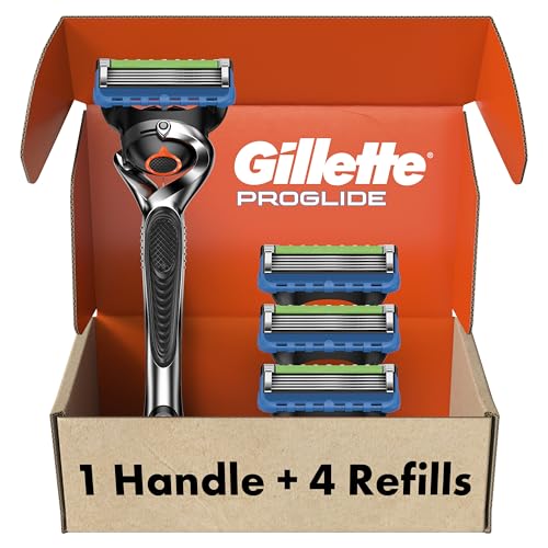 Gillette Fusion ProGlide Razors, Men 1 Gillette Razor, 4 Razor Blade Refills, Shields Against Skin Irritation