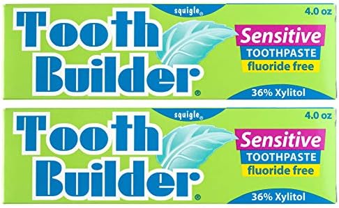 Squigle Tooth Builder SLS Free Toothpaste (Stops Tooth Sensitivity) Prevents Canker Sores, Cavities, Perioral Dermatitis, Bad Breath, Chapped Lips, 4 oz (8 Ounce (Pack of 2), Unflavored)