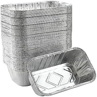 (50 Pack) 1Lb mini Loaf Pans Heavy Duty Disposable Aluminum Foil Bread Tins Standard Size 6" X 3.5" X 2.5" Oven Safe Sturdy Small Bread Tin Pans 1 Pound Loaf Pans