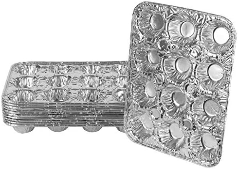 PLASTICPRO Aluminum Foil Muffin Pans Reusable and Disposable, Holds 12 Mini Cupcakes/Muffin foil Pan Pack of 10