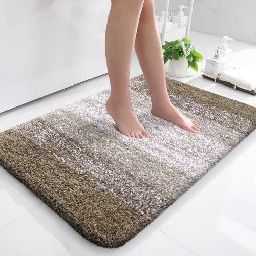 OLANLY Bathroom Rugs Mat 36x24, Extra Soft Absorbent Microfiber Bath Rugs, Rubber Backing, Quick Dry, Machine Washable Bath Mats for Bathroom Floor, Tub, Shower and Home Decor Accessories, Coffee
